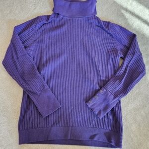 Talbots Purple Ribbed Turtleneck Sweater